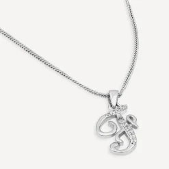 Sterling Silver Script Cubic Zirconia Initial F Pendant