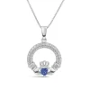 Sterling Silver September Birthstone Pave Cubic Zirconia Claddagh Pendant