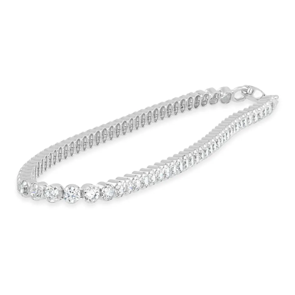 Sterling Silver Single Crystal Line Tennis Bracelet