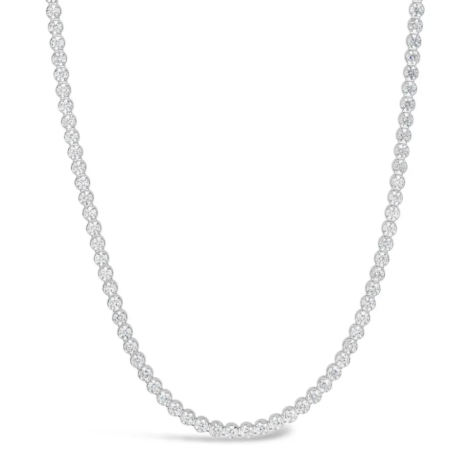 Sterling Silver Single Row Crystal Necklet