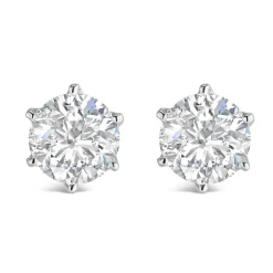 Sterling Silver Six Claw Cubic Zirconia 7mm Stud Earrings