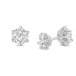 Sterling Silver Six Claw Cubic Zirconia 6mm Stud Earrings