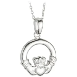 Sterling Silver Small Heavy Claddagh Pendant