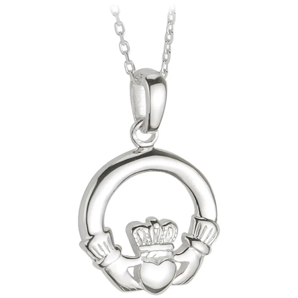 Sterling Silver Small Heavy Claddagh Pendant