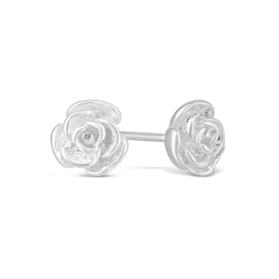 Sterling Silver Small Rose Stud Earrings