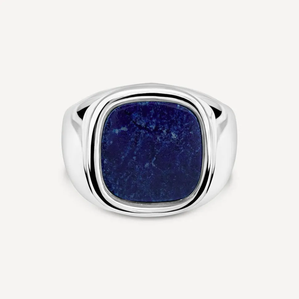 Sterling Silver Square Blue Lapis Signet Ring