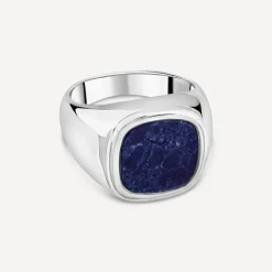 Sterling Silver Square Blue Lapis Signet Ring