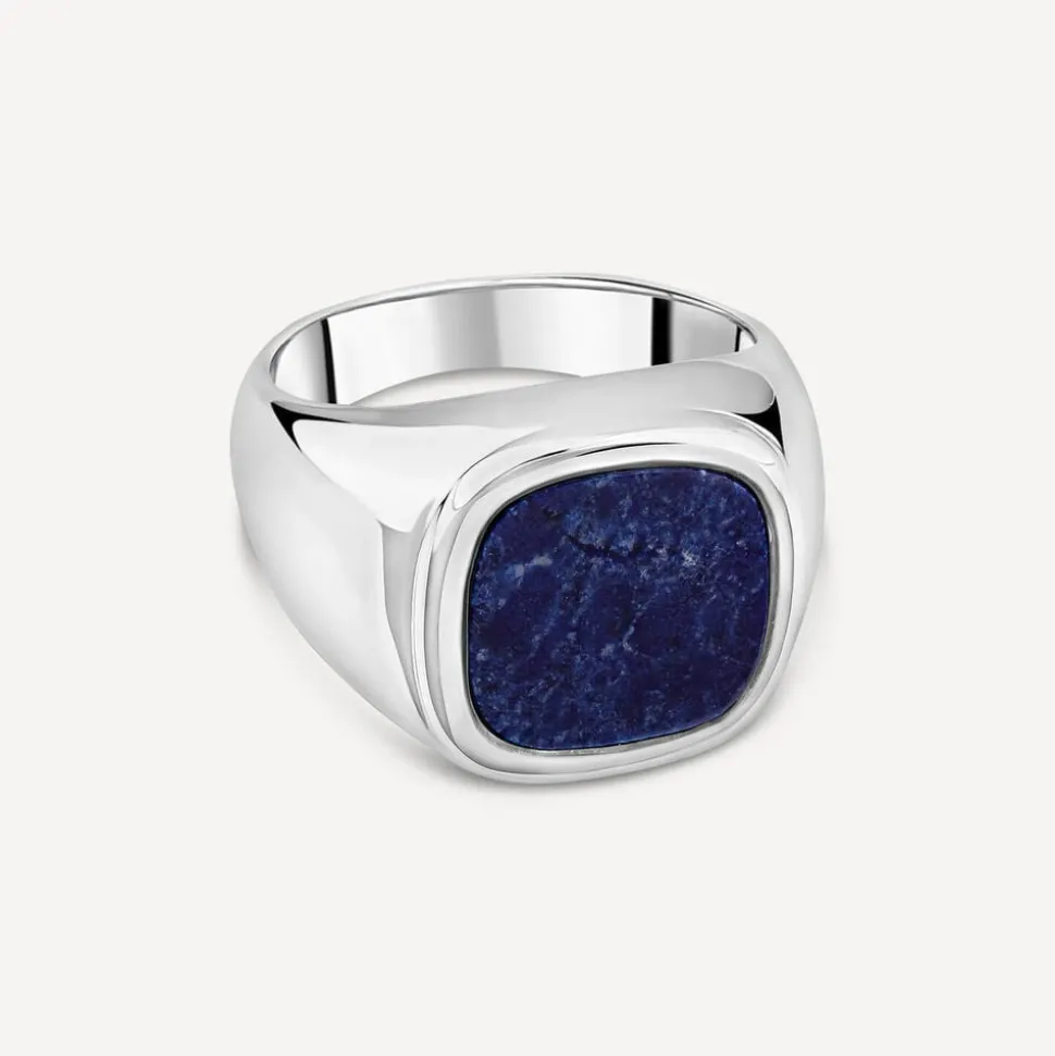 Sterling Silver Square Blue Lapis Signet Ring