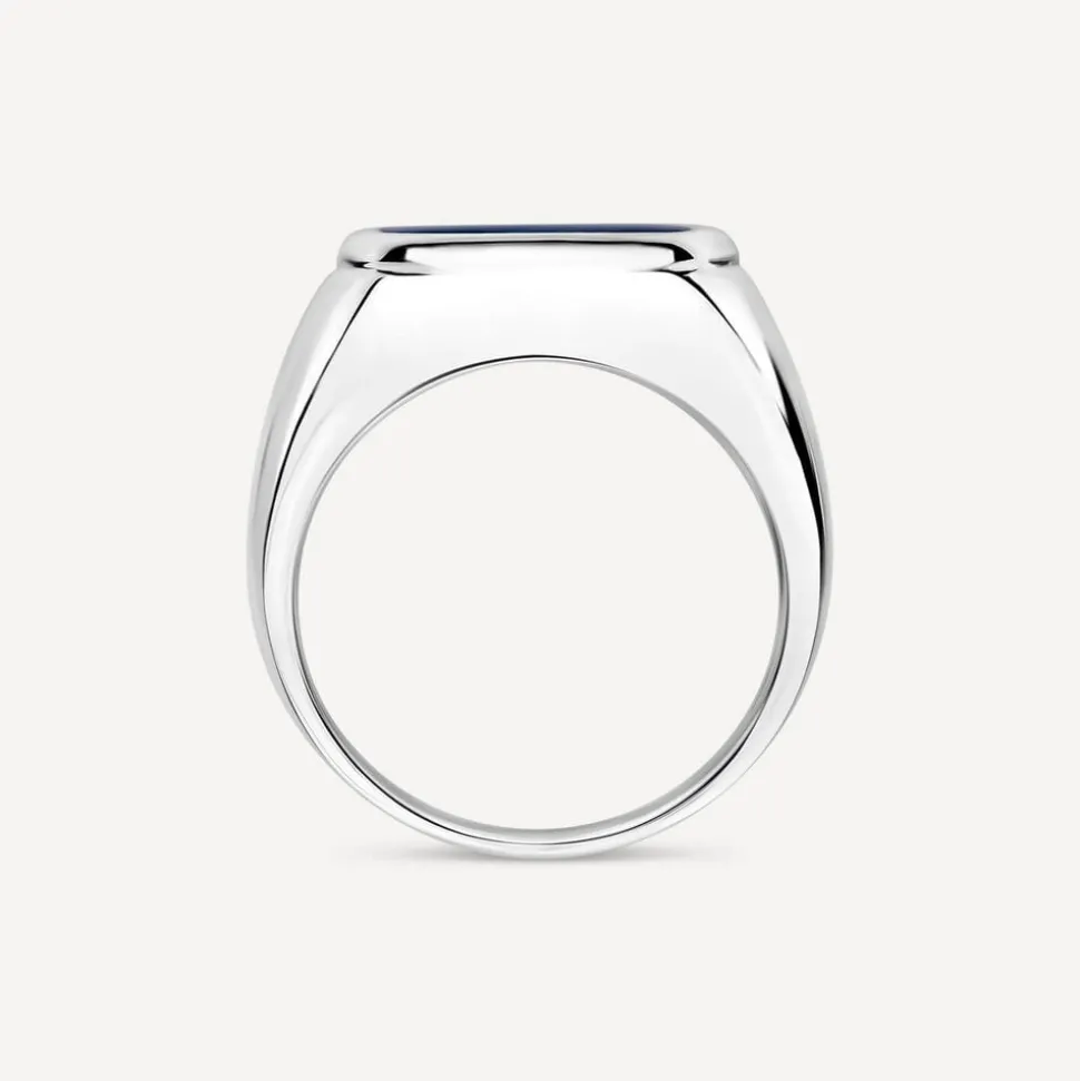 Sterling Silver Square Blue Lapis Signet Ring