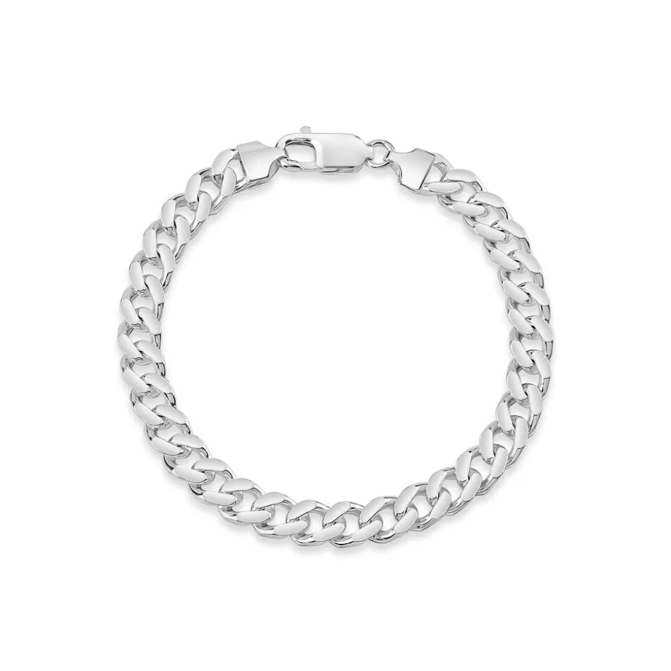 Sterling Silver Square Curbed Men's Bracelet