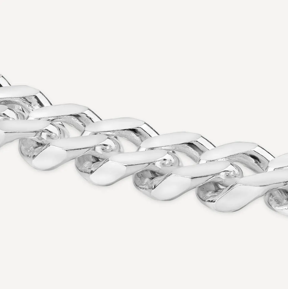 Sterling Silver Square Curbed Men's Bracelet