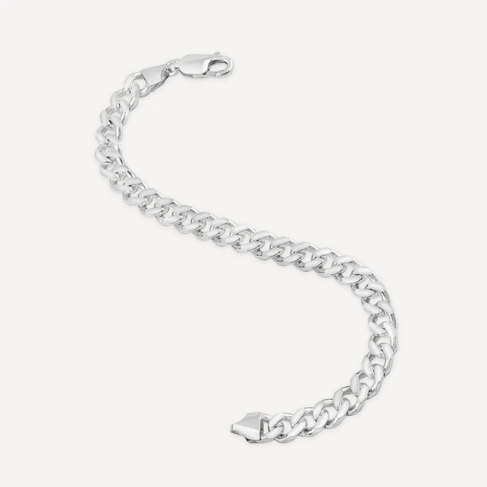 Sterling Silver Square Curbed Men's Bracelet