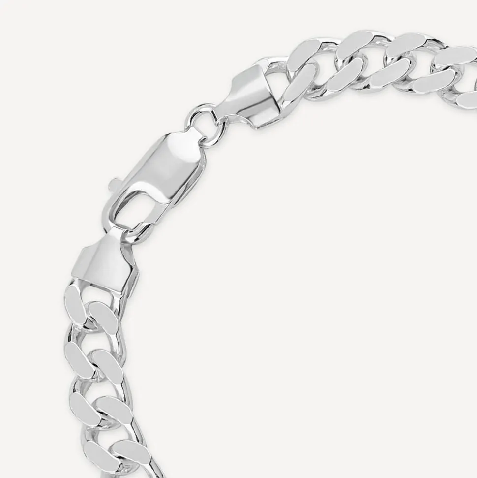 Sterling Silver Square Curbed Men's Bracelet