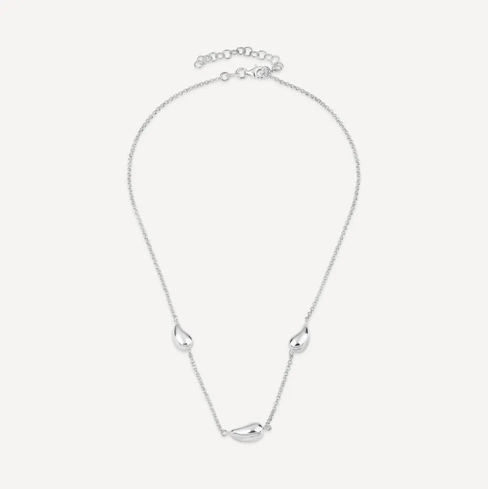 Sterling Silver Teardrop Station Necklet