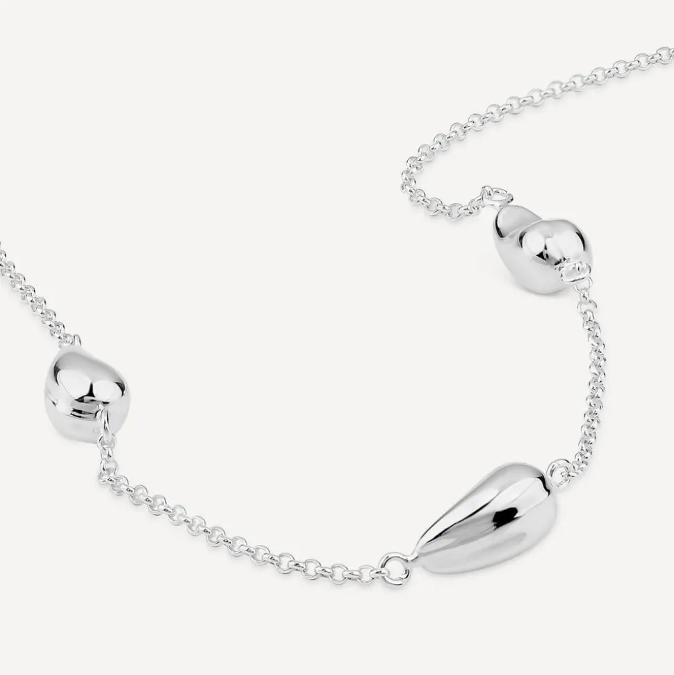 Sterling Silver Teardrop Station Necklet