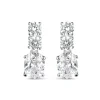 Sterling Silver Three-Stone Cubic Zirconia Drop Earrings