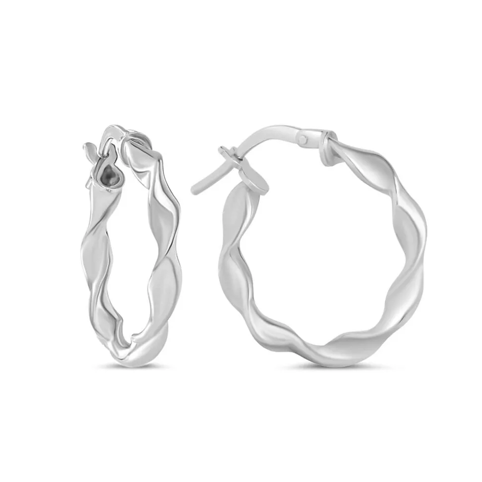 Sterling Silver Twisted Polished Hoop Earrings