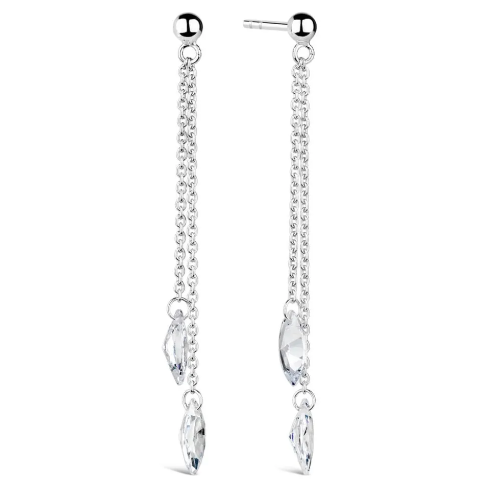 Sterling Silver Two-Strand Crystal Drop Earrings