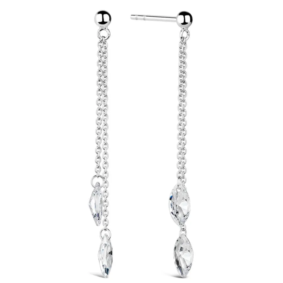 Sterling Silver Two-Strand Crystal Drop Earrings