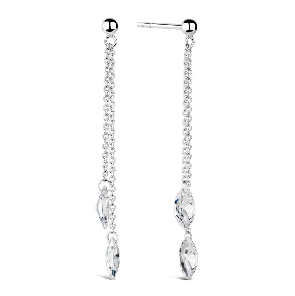 Sterling Silver Two-Strand Crystal Drop Earrings