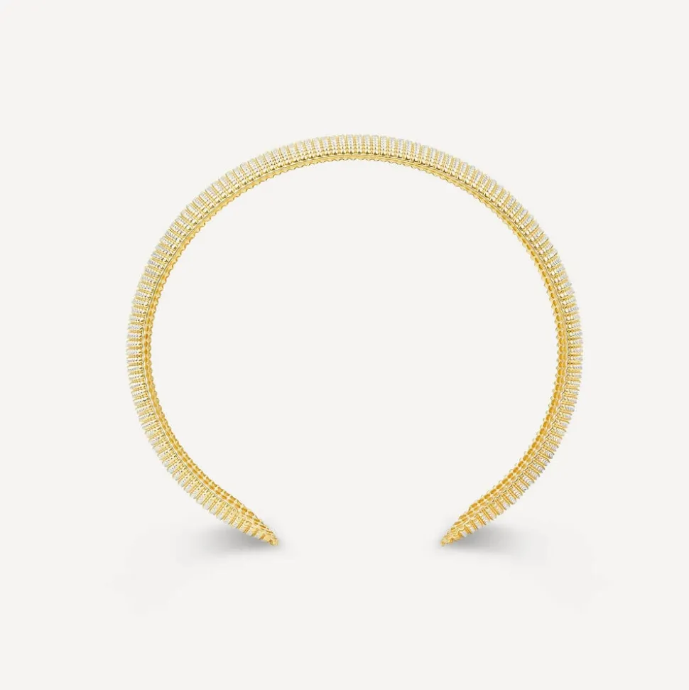 Sterling Silver Yellow Gold Plated Diamond Cut Bangle