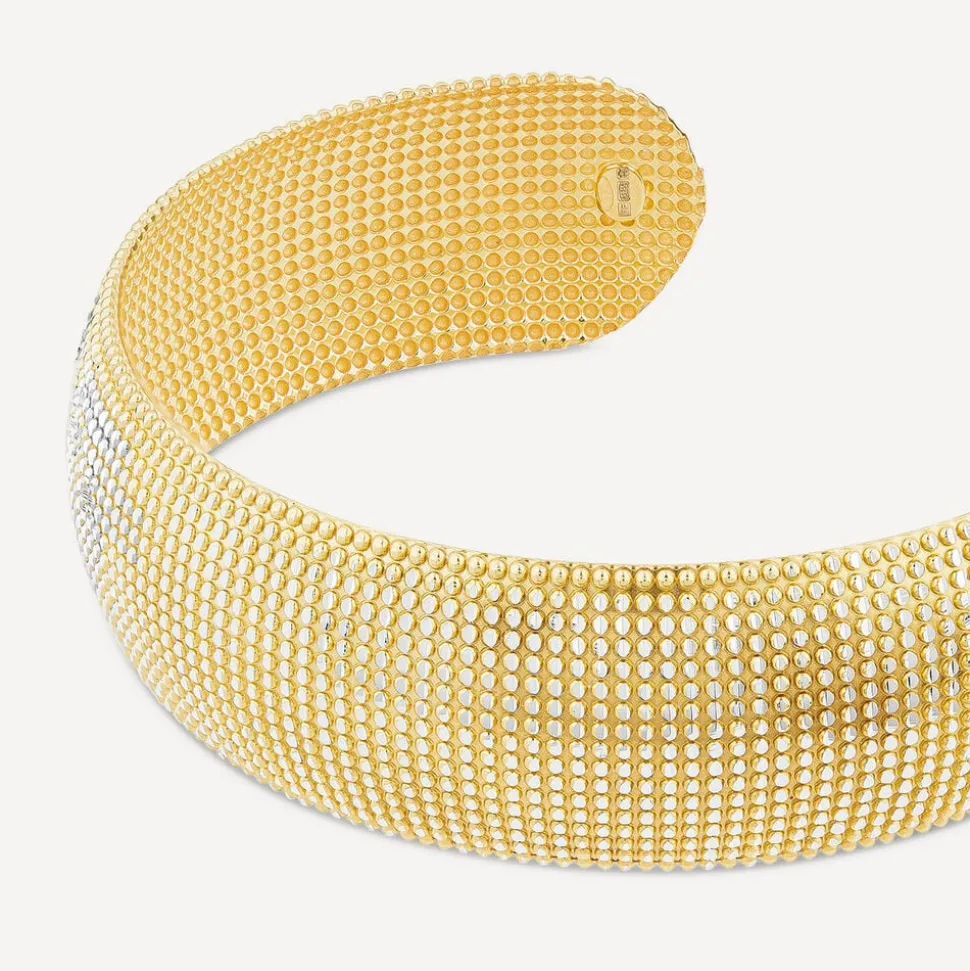 Sterling Silver Yellow Gold Plated Diamond Cut Bangle