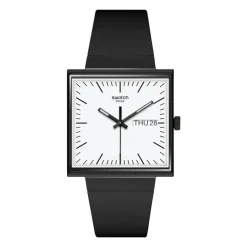 Swatch Bioceramic What if…Black? Square Dial Black Strap Watch