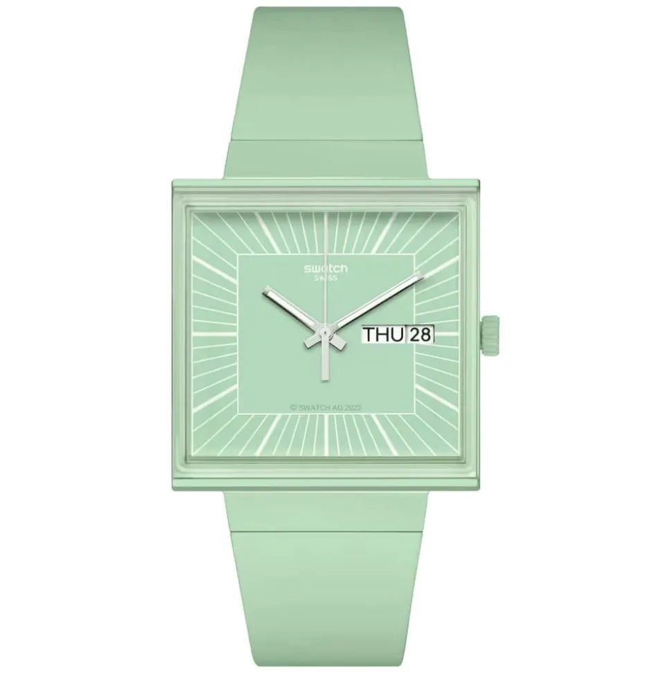 Swatch Bioceramic What If...Mint? Square Dial Green Strap Watch