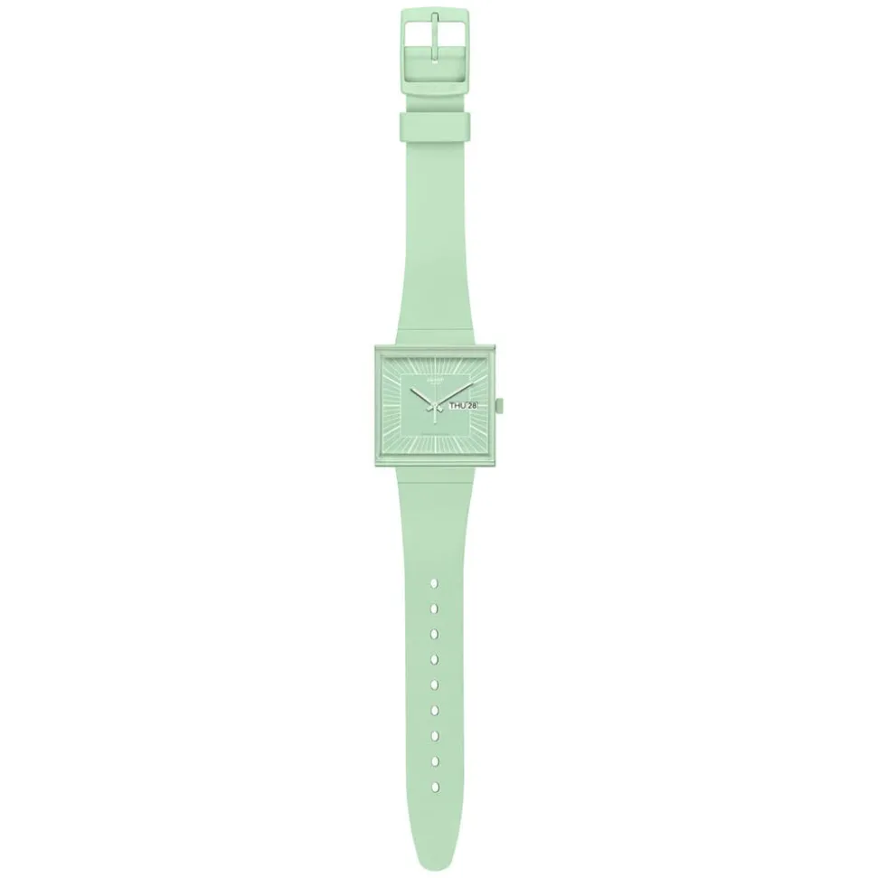 Swatch Bioceramic What If...Mint? Square Dial Green Strap Watch