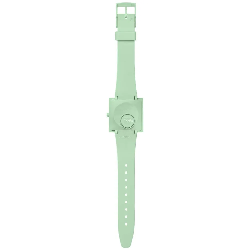 Swatch Bioceramic What If...Mint? Square Dial Green Strap Watch