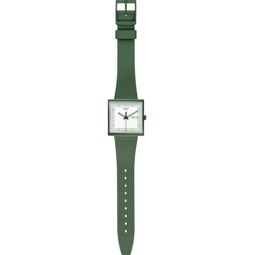 Swatch Bioceramic What if…Green? Square Dial Green Strap Watch