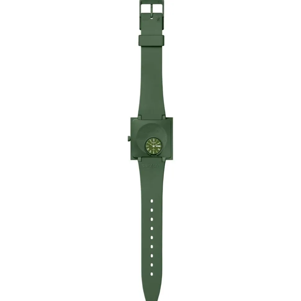 Swatch Bioceramic What if…Green? Square Dial Green Strap Watch