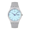 Swatch Blueberry Sky 41mm Light Blue Dial Grey Silicone Strap Watch