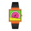 Swatch Break Time 41.8mm Square Multi Colour Dial Black Silicone Strap Watch