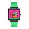 Swatch Break Time 41.8mm Square Multi Colour Dial Green Silicone Strap Watch