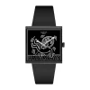Swatch Break Time 41.8mm Square Black Dial Black Silicone Strap Watch