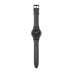 Swatch Coblestone Street 41mm Black Dial Silicone Strap Watch