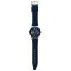 Swatch Irony Blue Grid 43mm Chronograph Steel Case Silicone Strap Watch