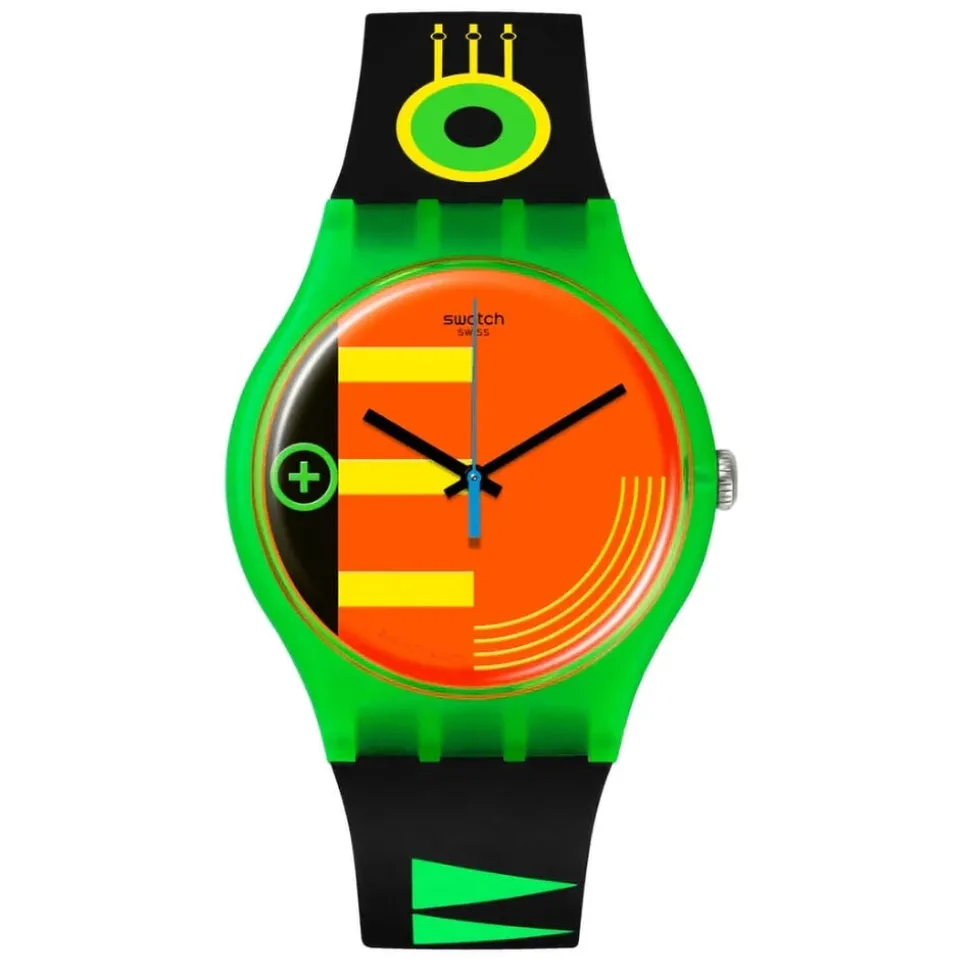 Swatch Neon Rider 41mm Multi-Coloured Dial Silicone Strap Watch