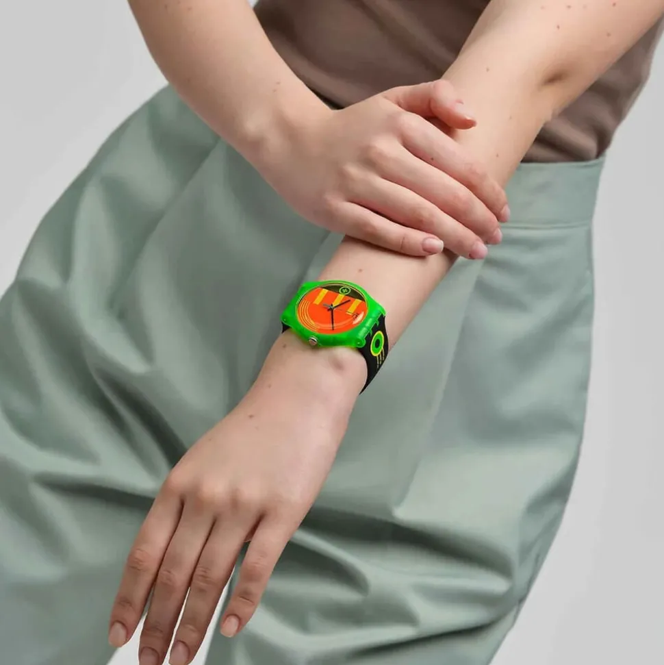 Swatch Neon Rider 41mm Multi-Coloured Dial Silicone Strap Watch