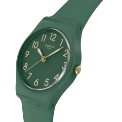 Swatch Notes Of Pecan 25mm Green Dial Silicone Strap Watch