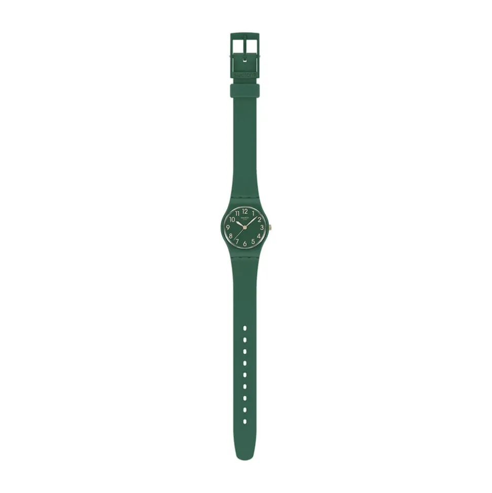 Swatch Notes Of Pecan 25mm Green Dial Silicone Strap Watch