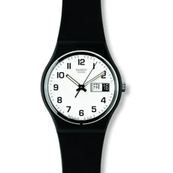 Swatch Once Again 34mm White Dial Black Strap Watch