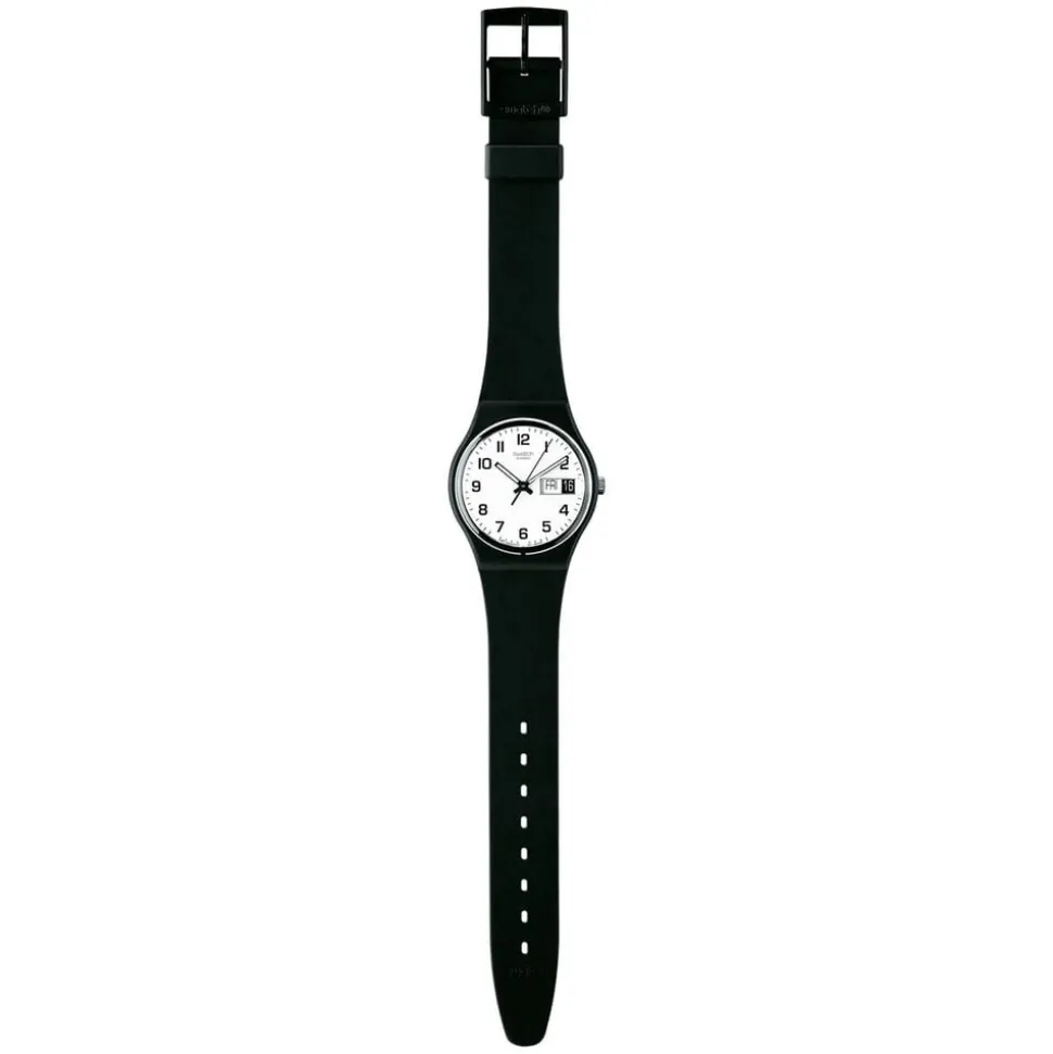 Swatch Once Again 34mm White Dial Black Strap Watch