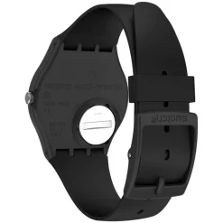Swatch Once Again 34mm White Dial Black Strap Watch