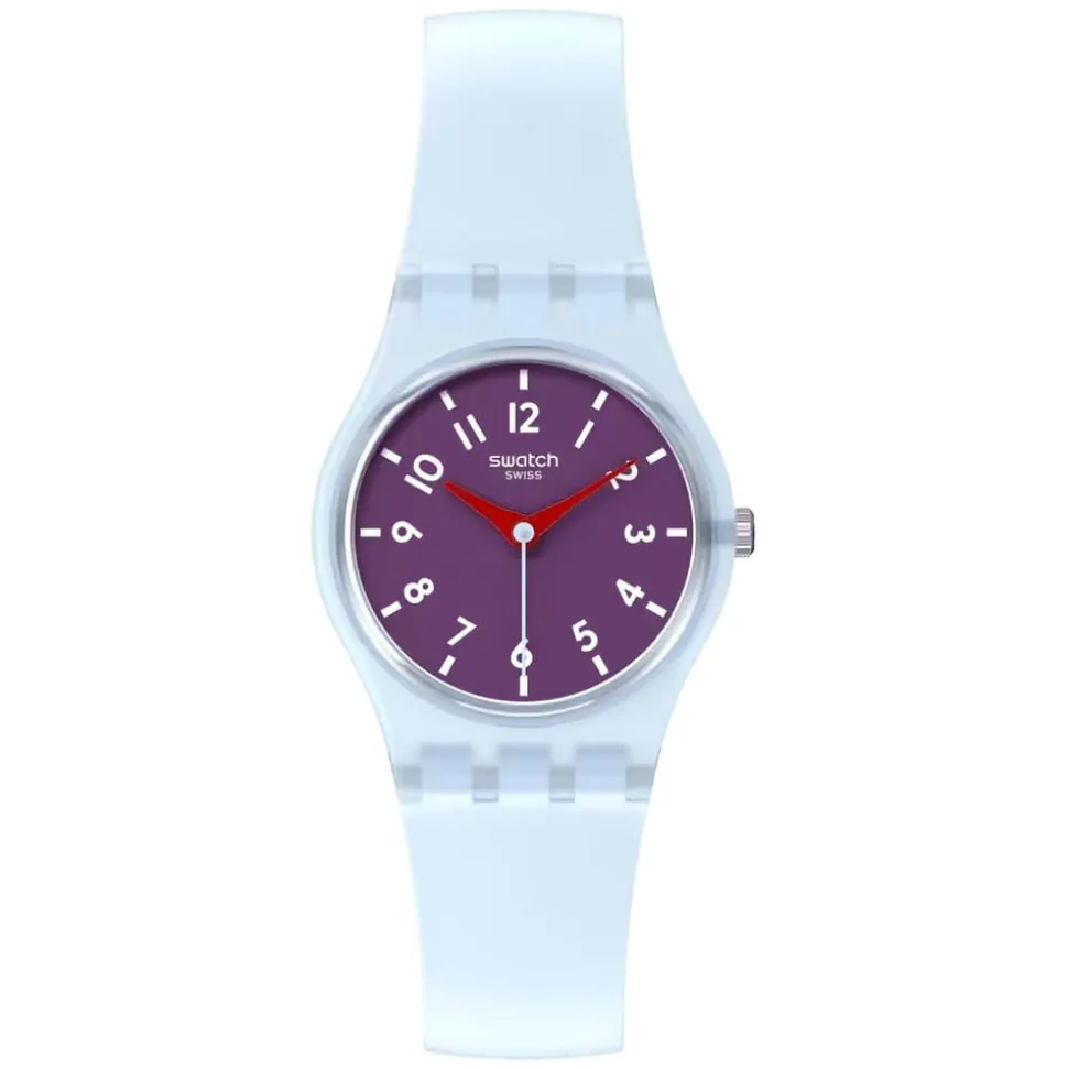 Swatch Powder Plum 25mm Purple Dial Blue Strap Watch