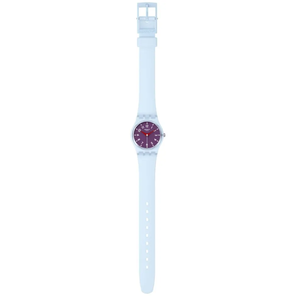 Swatch Powder Plum 25mm Purple Dial Blue Strap Watch