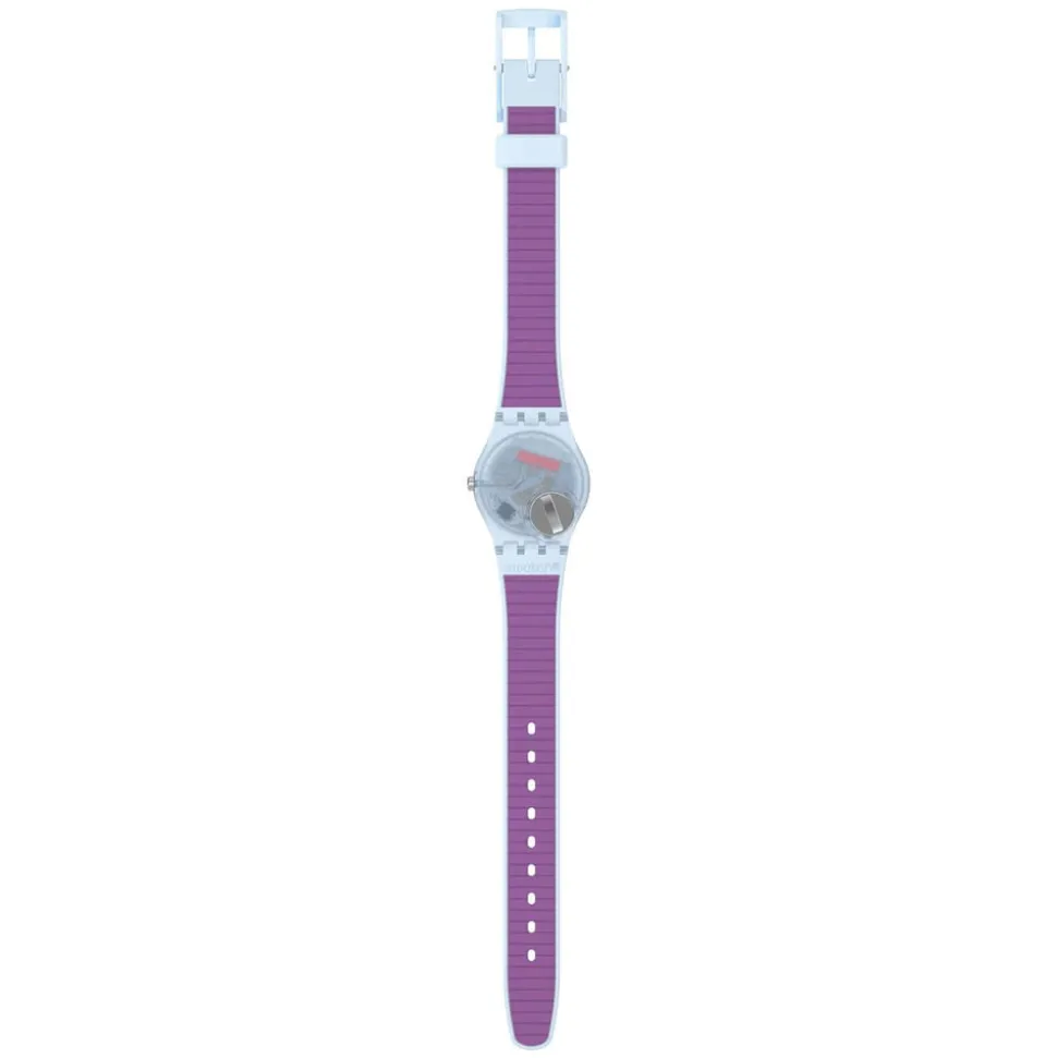Swatch Powder Plum 25mm Purple Dial Blue Strap Watch