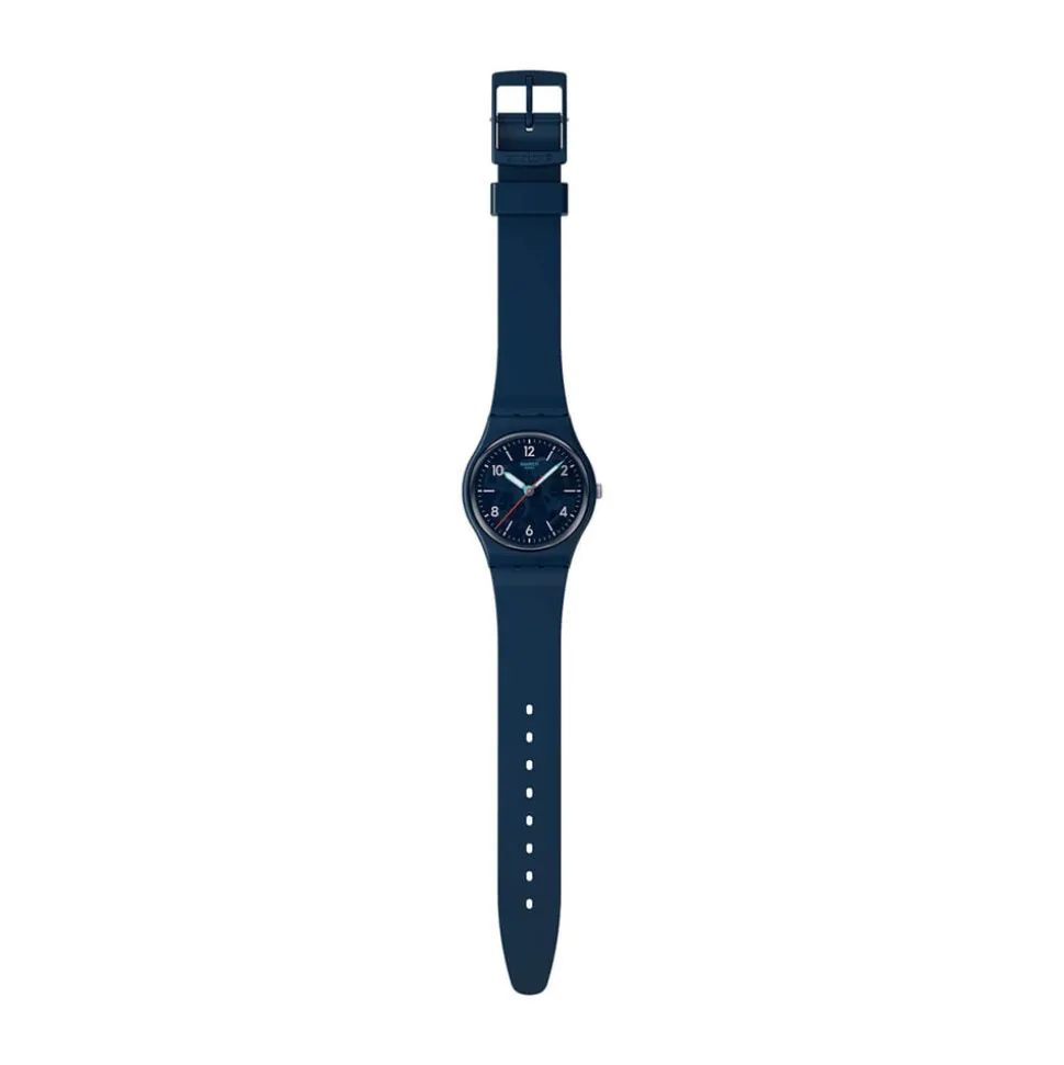 Swatch Time To Teal 34mm Blue Dial Silicone Strap Watch