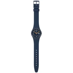 Swatch Trendy Lines at Night 34mm Dark Blue Dial Strap Watch